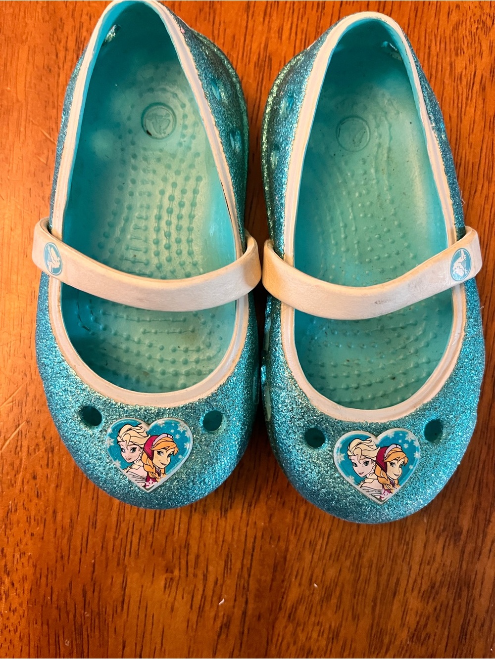 CROCS Kids Sparkle Blue Frozen Mary Jane Slip-Ons